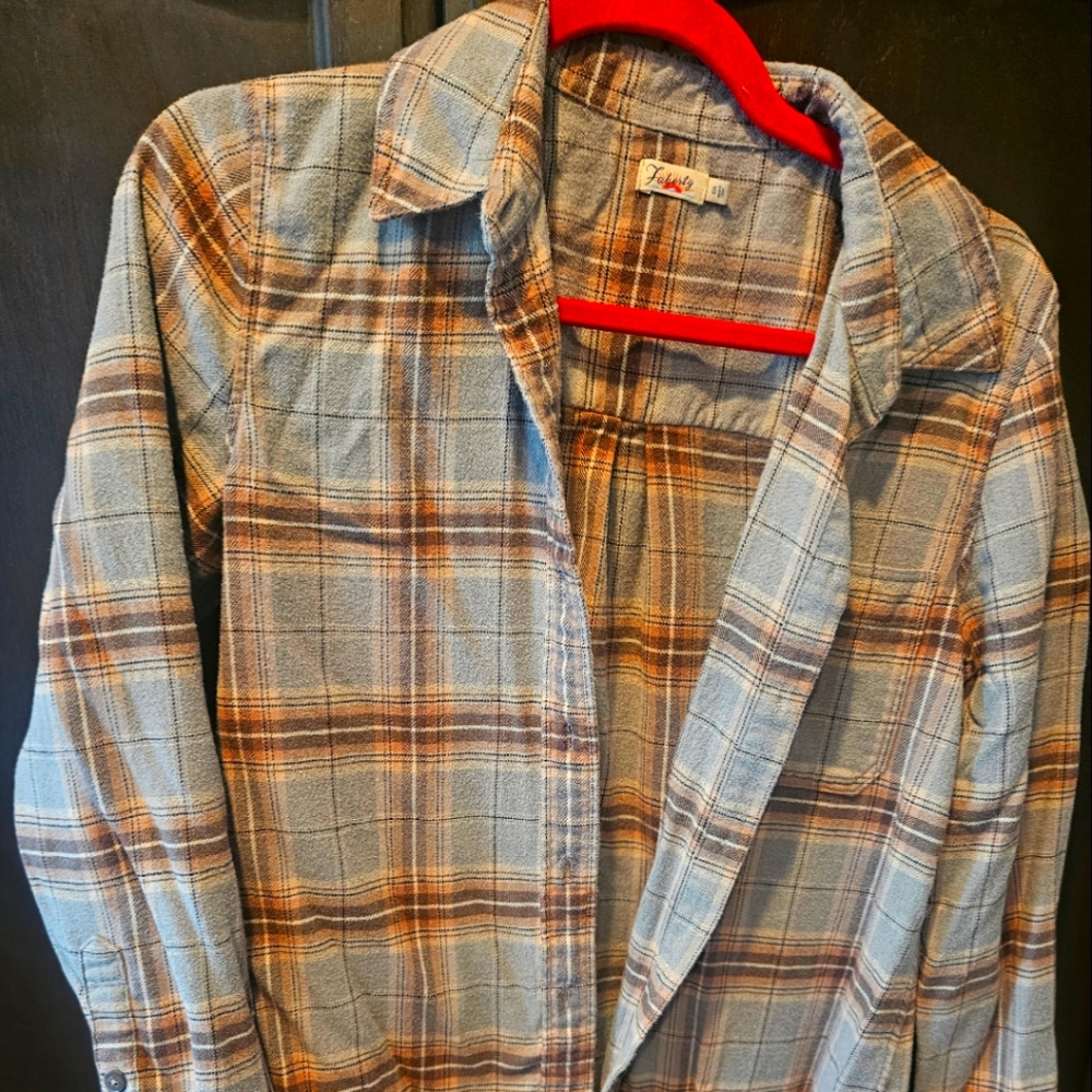 Faherty Plaid Flannel Button-Down Shirt in Gray Cream and Brown